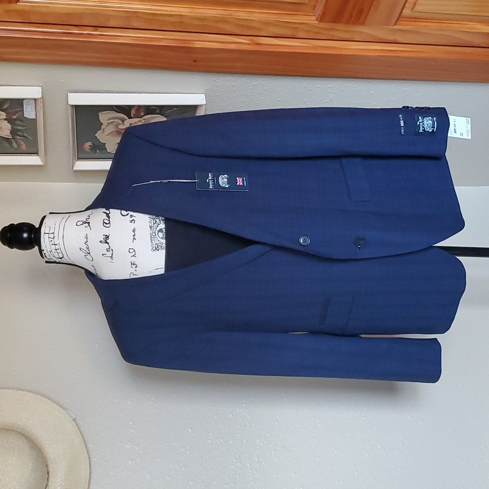 The Savile Row Company Brit Slim Blazer Blue Size 42R
